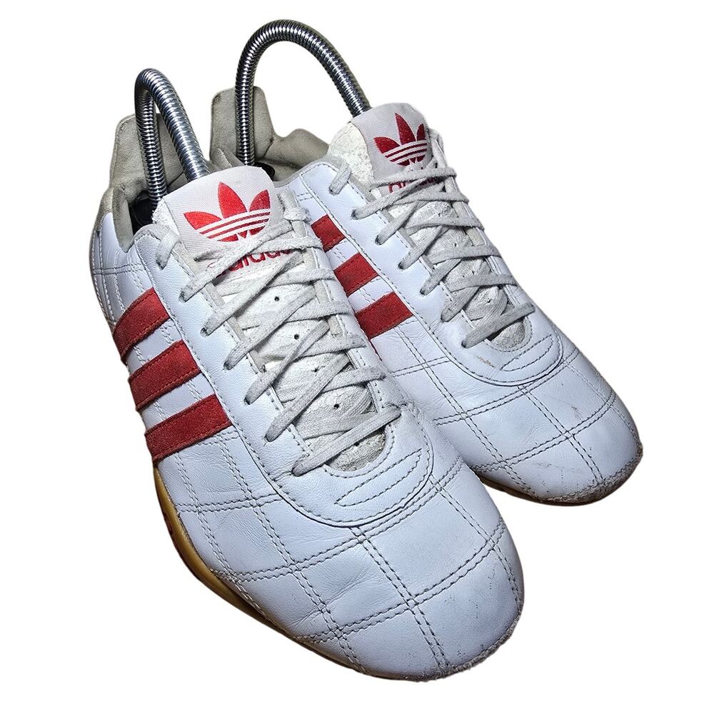 Vintage Adidas Tuscany Goodyear Trefoil Driving Racing Shoes White Red Sz 7 Mens - Picture 3 of 9